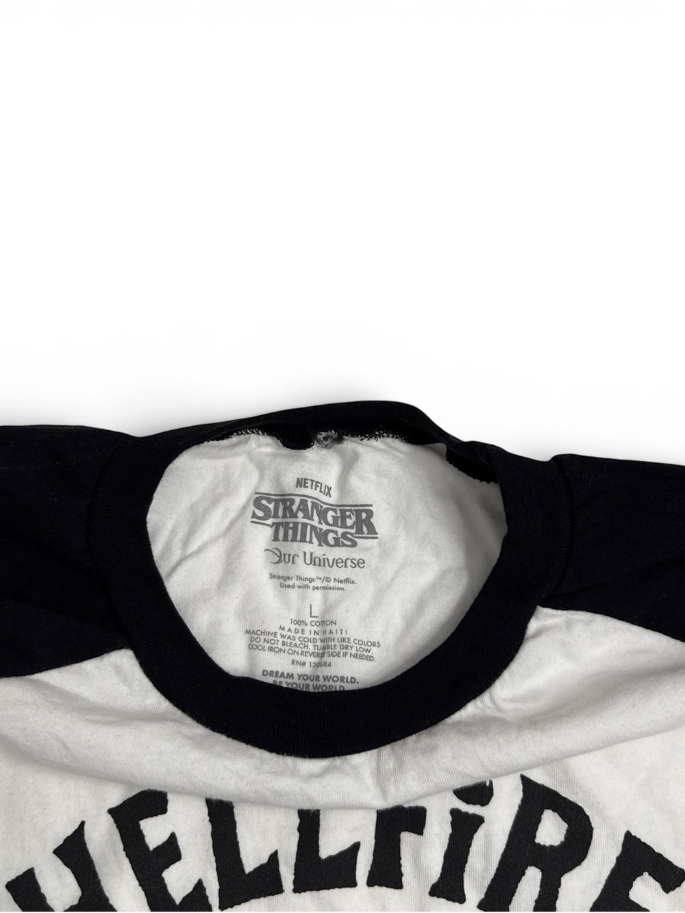 Stranger Things Large Hellfire Club T Shirt Raglan 3/4 Sleeve Official Netflix - Picture 5 of 5